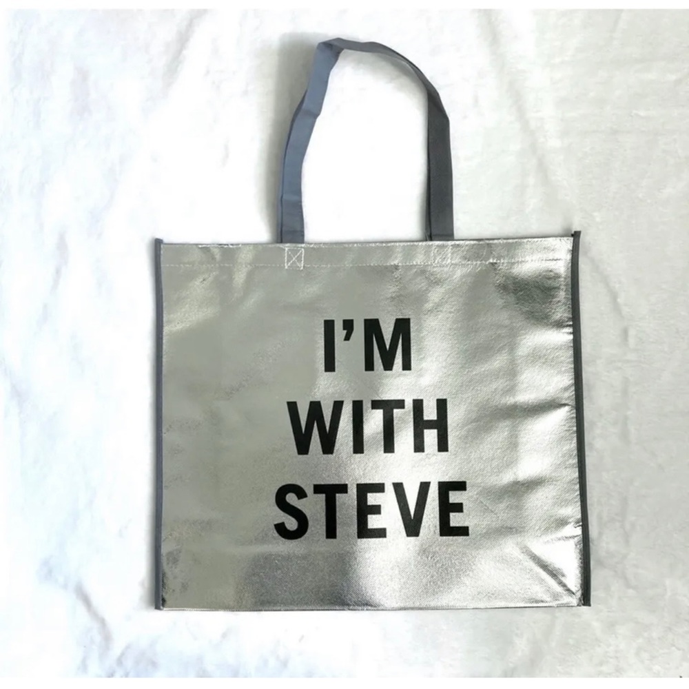 Steve Madden Reusable Silver Metallic Tote Shopper Bag New Limited Edition